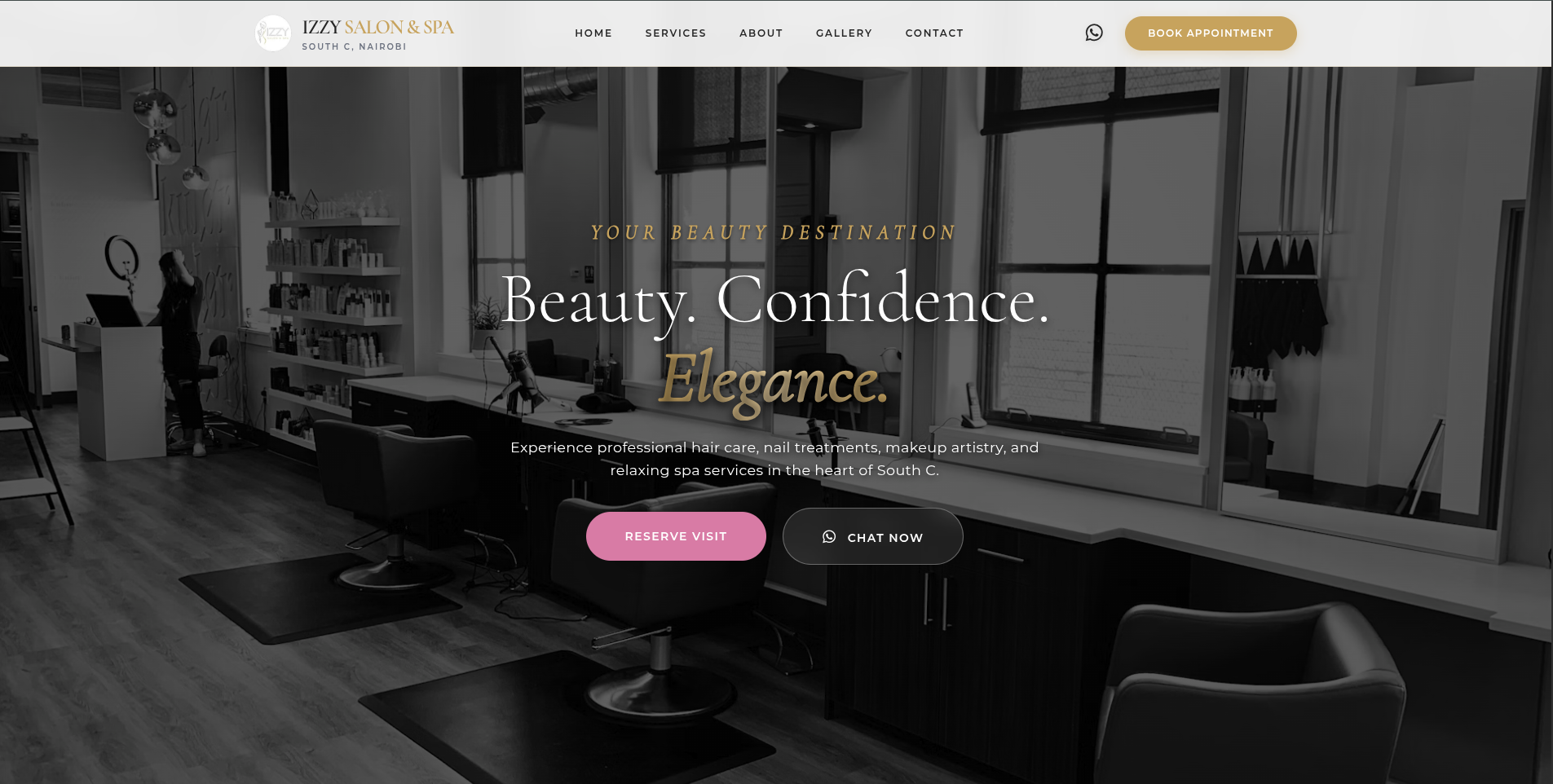 Izzy Salon & Spa website