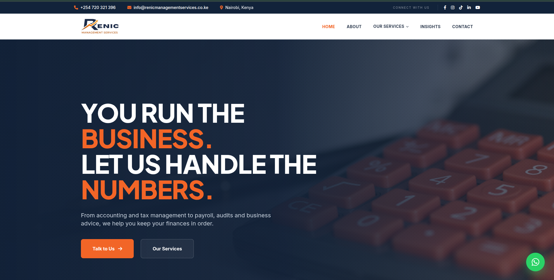 Renic Management Services website